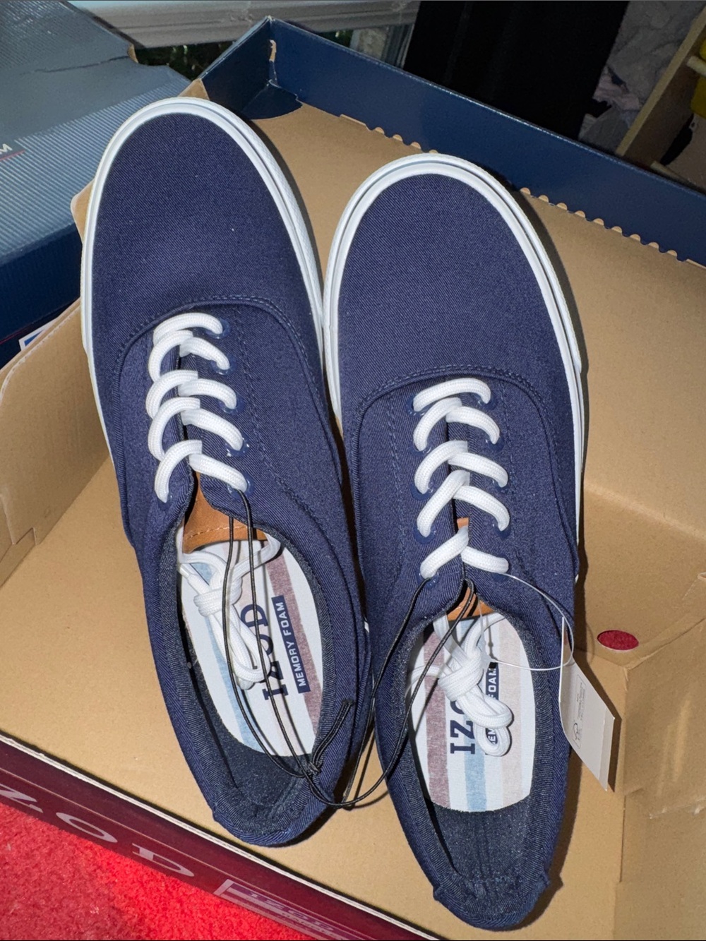 Izod Navy and White Canvas Lace-Up Sneakers